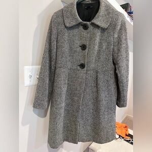 GAP Women's Black Button Gray Trench Coat